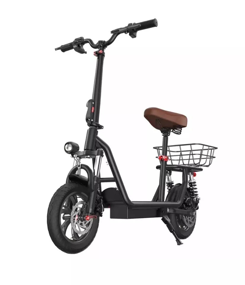 iScooter i12 Electric Scooter Folding 12" 500W 7.5 Ah W/ Seat+Rear Basket 25km/h