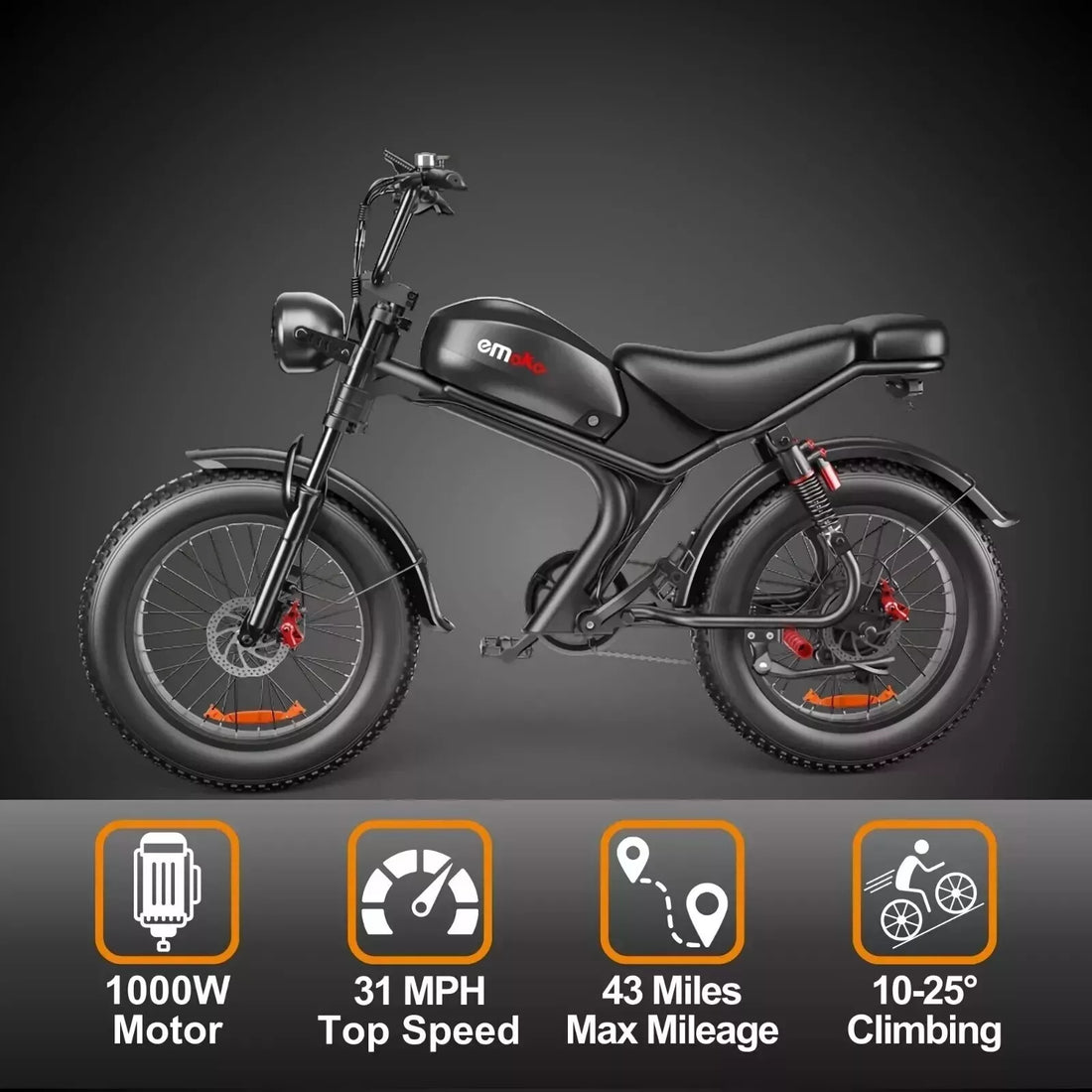 Emoko C93 Electric Bike 100OW Off-road Ebike 48V 20h 20*4" E-BIKE MTB 7 Speeds