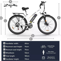 Hitway BK27 Electric Bike 28 Inch City E-Bike 250W 36V 12Ah Battery 90Km Range