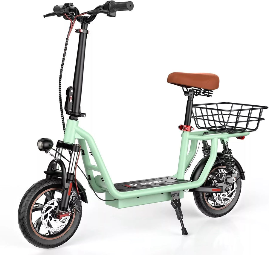 iScooter i12 Electric Scooter Folding 12" 500W 36V 7.5Ah W/Seat+Basket E-SCOOTER