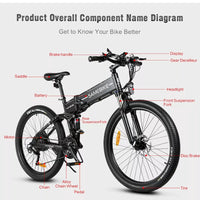 Samebike LO26-II 26" Electric Bike 90OW 48V 14AH Folding E-BIKE E-MTB LG Battery