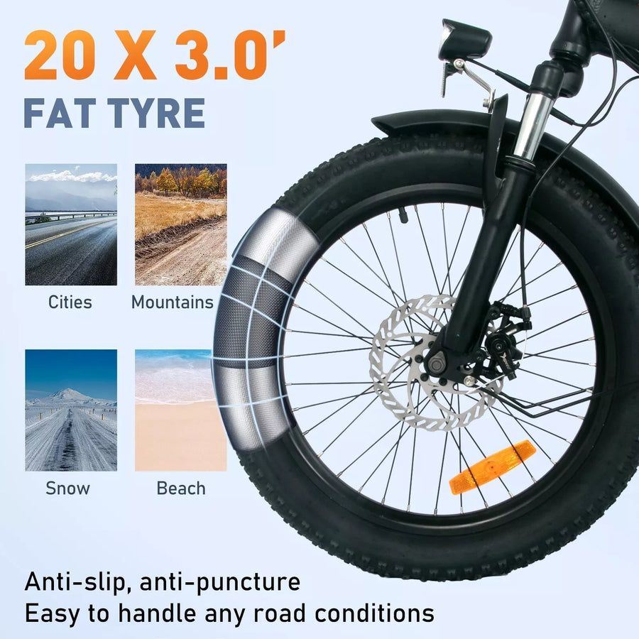 HITWAY BK11 Electric Folding Bike 20 Fat Tire E Bike 250W 36V/11.2Ah Battery