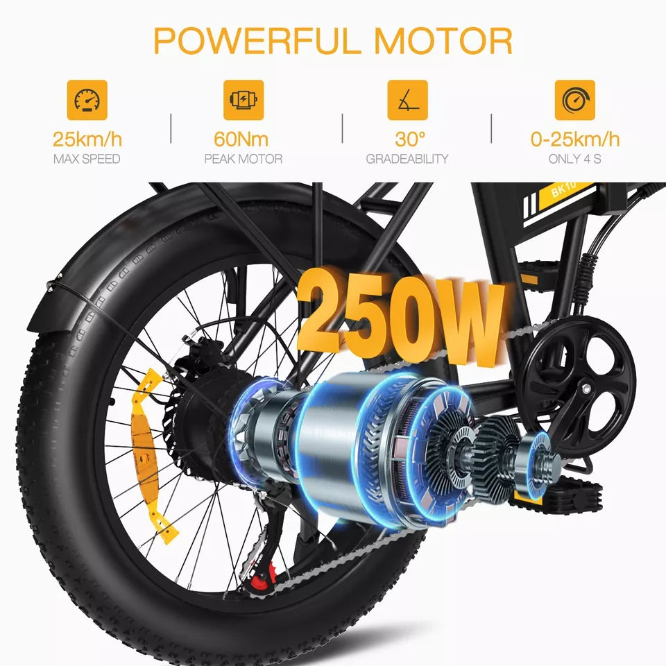 HITWAY BK10S Folding Electric Bike 48V 12Ah 500Wa 20" 4.0 Tyres E-Bike 35-90km