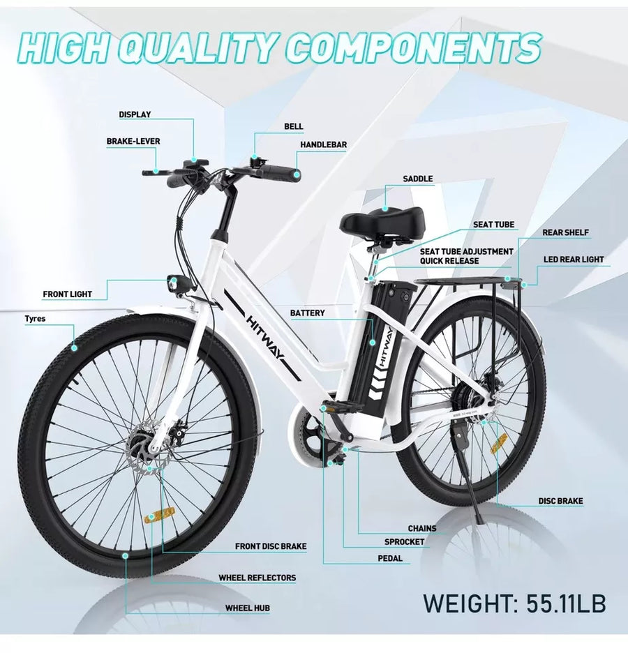 HITWAY BK8S 26" Fat Tire Electric Bike 250W 36V 8.4Ah E-Bike 70KM Range