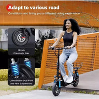 iScooter i12 Electric Scooter Folding 12" 500W 7.5 Ah W/ Seat+Rear Basket 25km/h