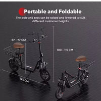 iScooter i12 Electric Scooter Folding 12" 500W 7.5 Ah W/ Seat+Rear Basket 25km/h