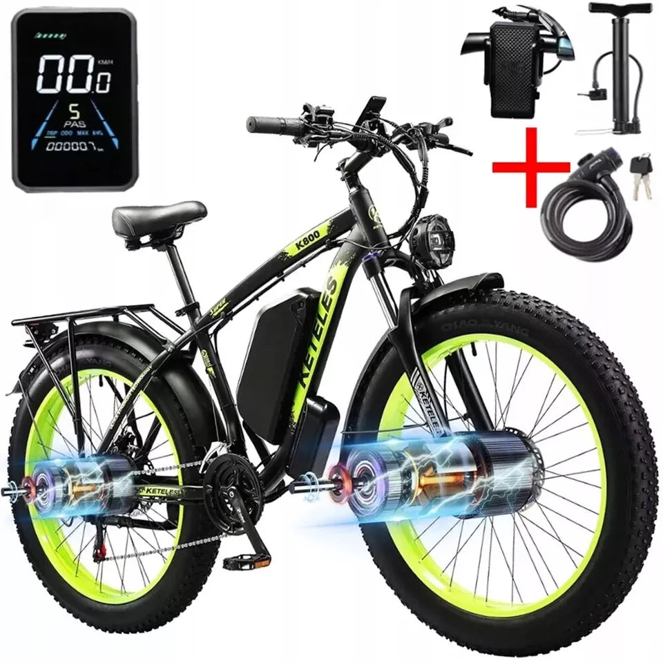 KETELES K800 Dual Motor Mountain E-Bike 48V 23Ah 26"x4.0" Fat Tire E-Bike