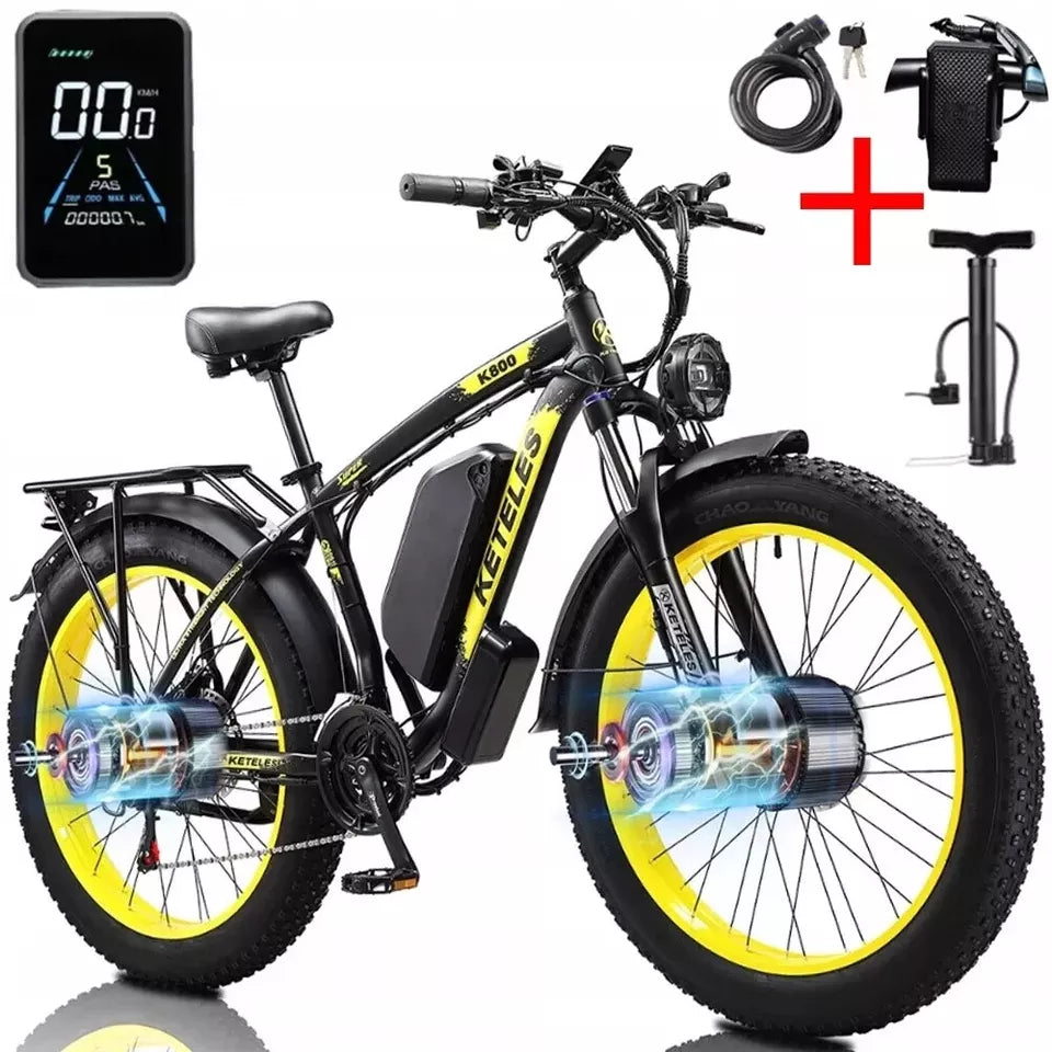 KETELES K800 Dual Motor Mountain E-Bike 48V 23Ah 26"x4.0" Fat Tire E-Bike