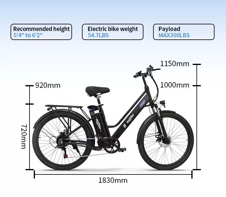 Onesport OT18-3 250W Electric Bike 36V 14.4Ah 26" E-BIKE E-City Bicy 7 Speeds UK