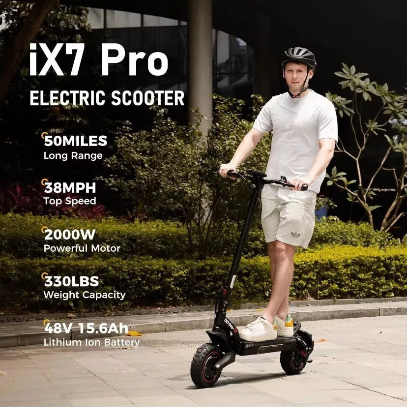 iscooter iX7pro Electric Scooter 2000W 48V 17.5AH Off-Road EScooter Adult 60km/h