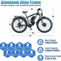 KETELES K800 Dual Motor Mountain E-Bike 48V 23Ah 26"x4.0" Fat Tire E-Bike