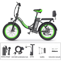 NEW Hidoes 20" Folding Electric Bike 75OW Motor 13AH Fat Tire E-Bike For Adults