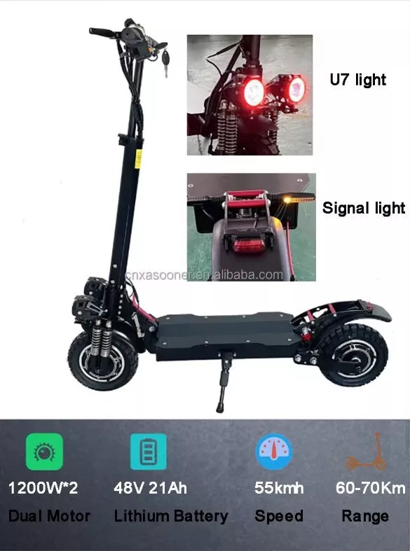 50/55Km/h 800W/1600W/2400W Electric Scooter Adult 48V 10inch Off Road Folding