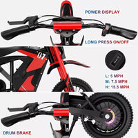 Electric Motorcycle EV12M Evercross Logo 300W Motor 36V/4AH E Bike for Kid