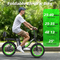 NEW Hidoes 20" Folding Electric Bike 75OW Motor 13AH Fat Tire E-Bike For Adults