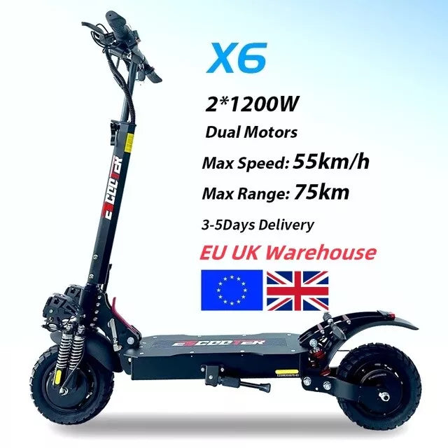 50/55Km/h 800W/1600W/2400W Electric Scooter Adult 48V 10inch Off Road Folding