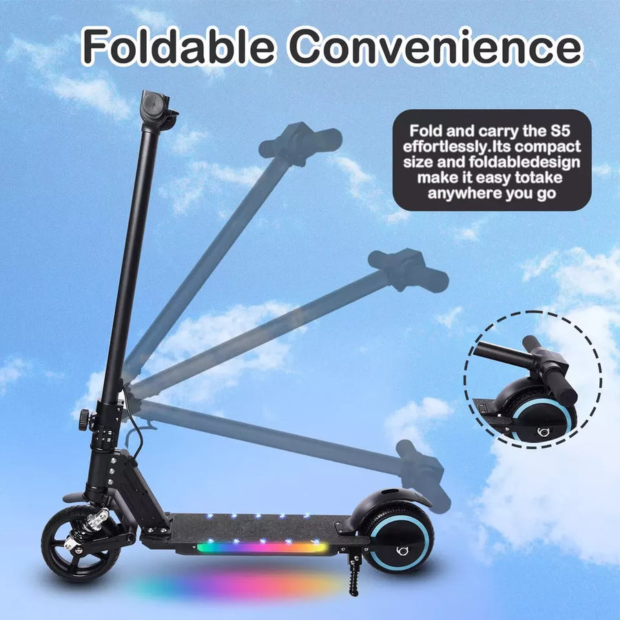 Electric Scooters For Kids Ages 8-16 UK E-Scooter Black 14km/h LED Display Light