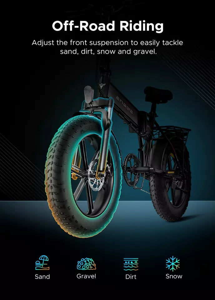 ENGWE EP-2 PRO 75OW Folding Electric Bicycle 7-Speed All Terrain Ebike 3Omph