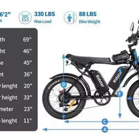 Ridstar Q20 20" Fat Tire Electric Bike 48V/58V 15Ah/20Ah/40Ah E-Mountain Bike UK