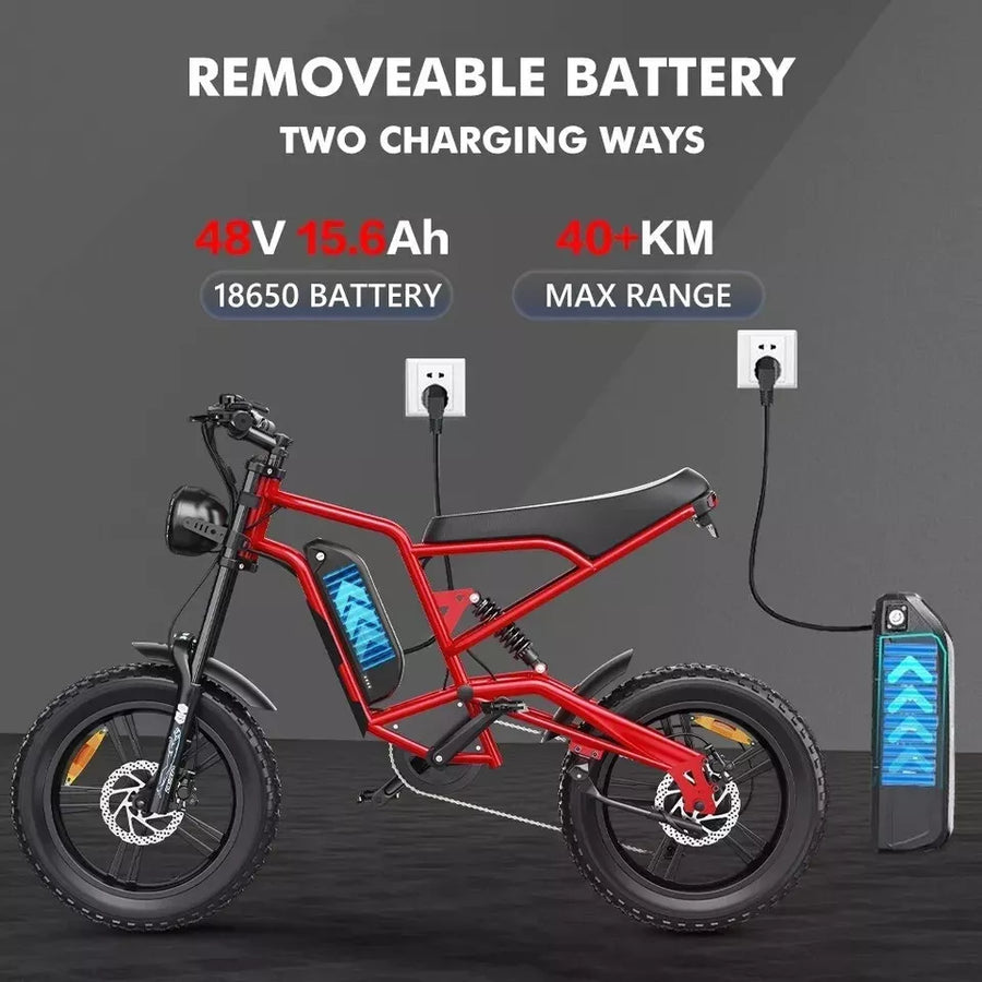 Hidoes B6 Mountain E-Bike 12OOW 48V 15.6Ah Battery 20" Fat Tyres 7-Speed