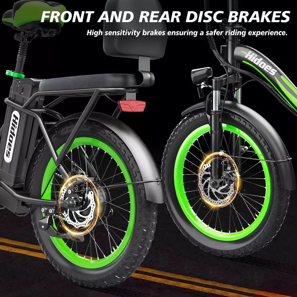 NEW Hidoes 20" Folding Electric Bike 75OW Motor 13AH Fat Tire E-Bike For Adults