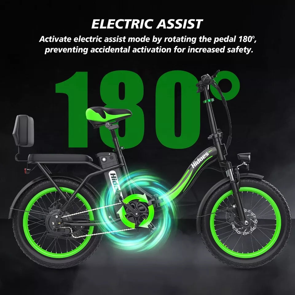 NEW Hidoes 20" Folding Electric Bike 75OW Motor 13AH Fat Tire E-Bike For Adults