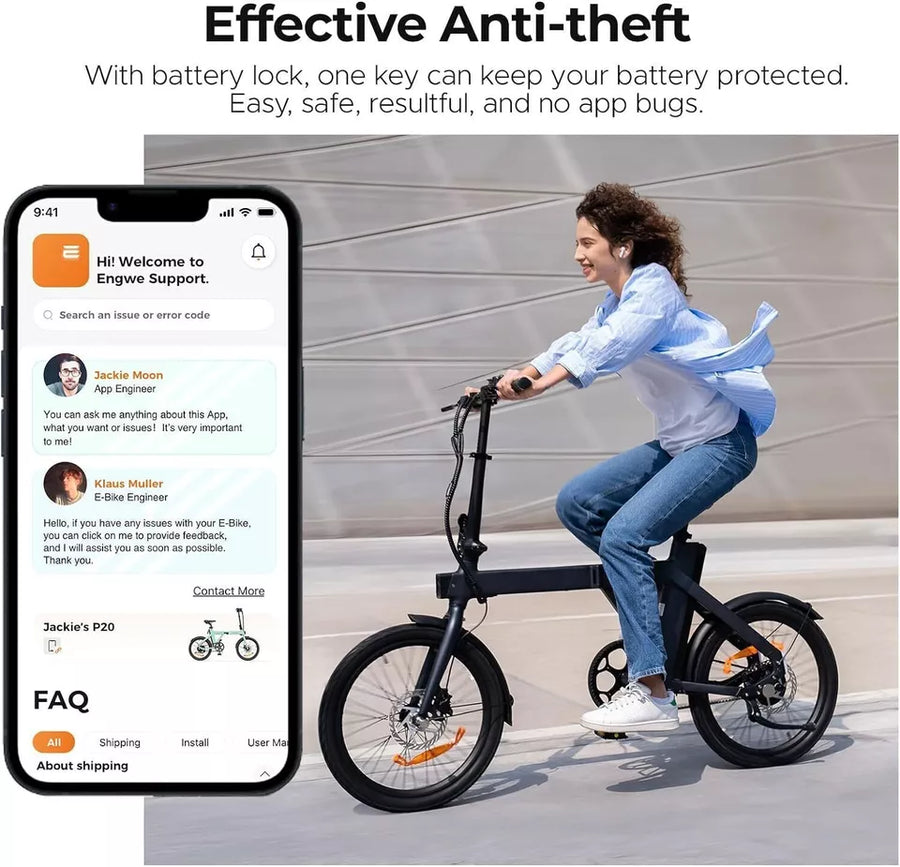 ENGWE P20 E Bike With APP-Ebike 36V 9.6Ah Up To 100km Commuter Folding Bike