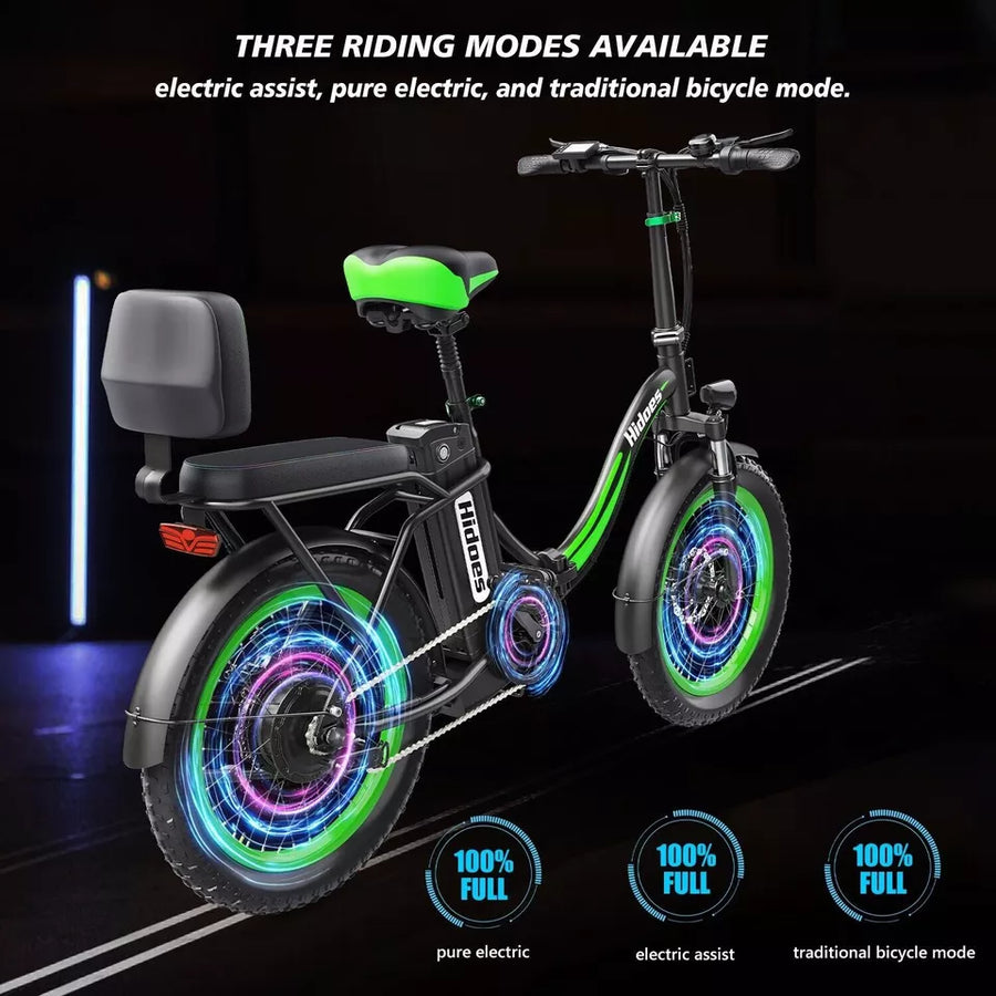 NEW Hidoes 20" Folding Electric Bike 75OW Motor 13AH Fat Tire E-Bike For Adults